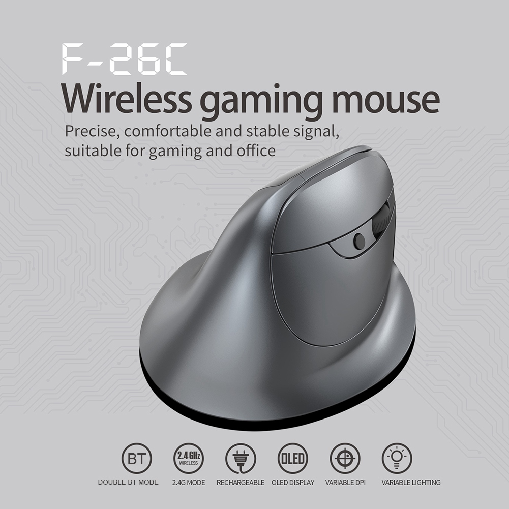 Vertical Mouse Rechargeable Bluetooth - AB53 เมาส์ไร้สายแนวตั้งบลูทูธพร้อมหน้าจอ OLED เมาส์แบบชาร์จไฟได้สําหรับแล็ปท็อปคอมพิวเตอร์แท็บเล็ต Ergonomics Mice