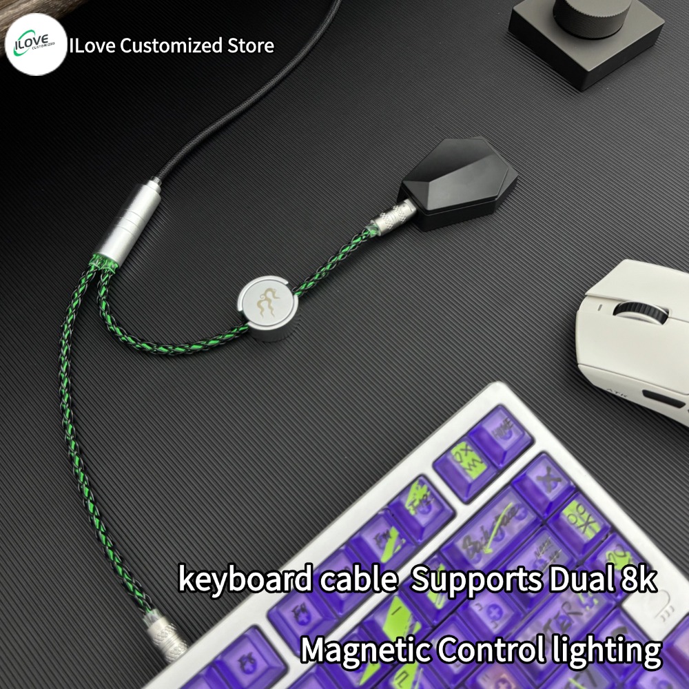 Ergonomic Keyboard Split Mechanical - ระบบควบคุมแสงแบบแม่เหล็ก รองรับสายคีย์บอร์ดแบบแม่เหล็กแกนคู่ 8k 1-to-2 TYPE-C สายคีย์บอร์ดแบบกลไก