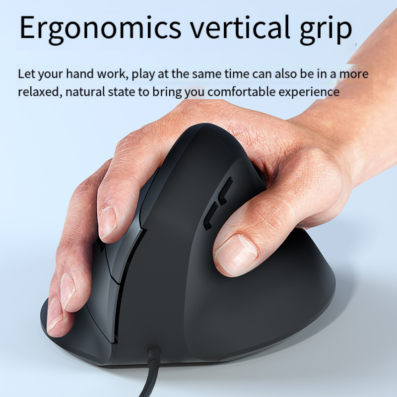 Vertical Mouse Left Handed - เมาส์ RGB แบบมีสายแนวตั้งมือขวาที่เหมาะกับสรีระเมาส์สำหรับเล่นเกมส์1600DPI USB สายข้อมือเมาส์เพื่อสุขภาพสำหรับคอมพิวเตอร์พีซี
