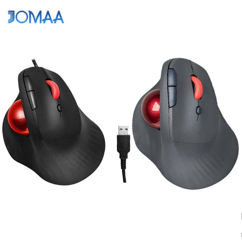 Ergonomic Mouse Trackball Thumb - JOMAA เมาส์แทร็กบอลแบบมีสาย/ไร้สาย การออกแบบตามหลักสรีรศาสตร์ ควบคุมด้วยนิ้วหัวแม่มือได้ง่าย เมาส์ติดตามที่แม่นยำและราบรื่นสำหรับพีซี แล็ปท็อป