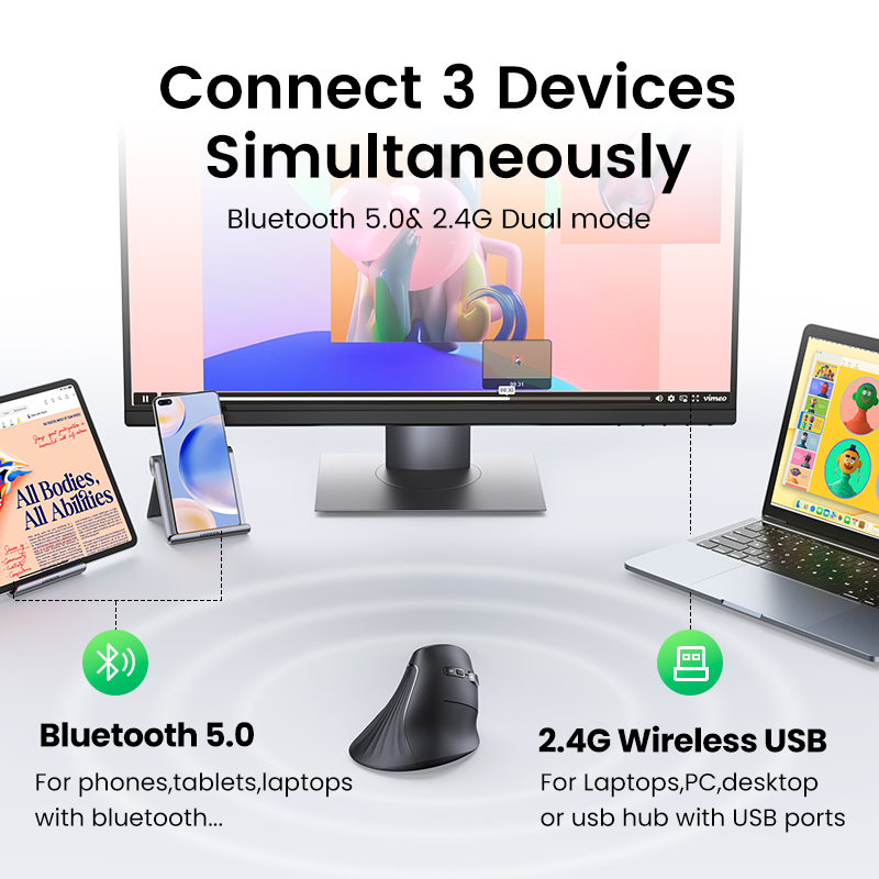 Vertical Mouse Dpi 4000 - เมาส์ไร้สายแบบตั้ง UGREEN