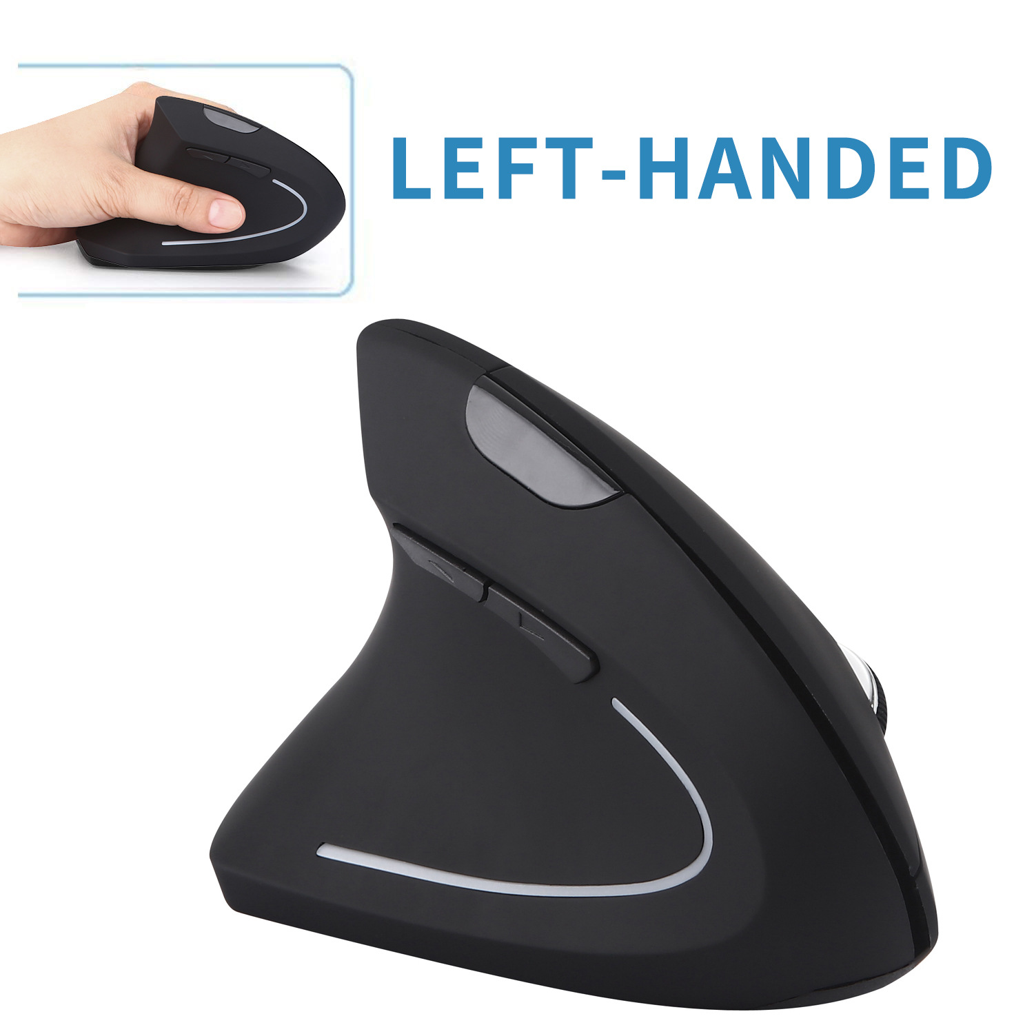 Vertical Mouse Left Handed - เมาส์ไร้สาย 2.4G ออกแบบตามหลักสรีรศาสตร์สำหรับมือซ้าย พร้อมตัวรับสัญญาณนาโน ปุ่มเงียบ เหมาะสำหรับใช้งานในสำนักงาน
