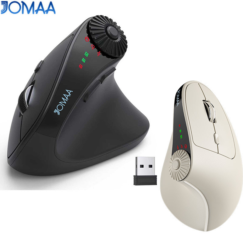 Vertical Mouse Left Handed - JOMAA เมาส์แนวตั้งไร้สายสำหรับมือขวาพร้อมปุ่มปรับบลูทูธเมาส์ตามหลักสรีรศาสตร์สำหรับคอมพิวเตอร์แล็ปท็อปแท็บเล็ตวินโดวส์