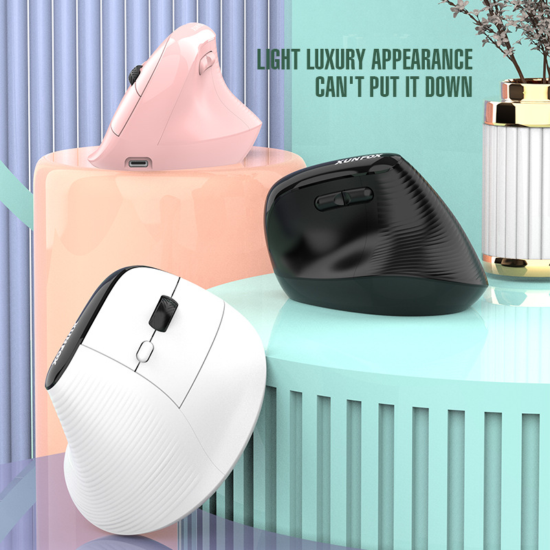 Vertical Mouse Dpi 4000 - แนวตั้งเมาส์ไร้สายโหมดคู่ 2.4G Bluetooth 6 ปุ่ม 4000