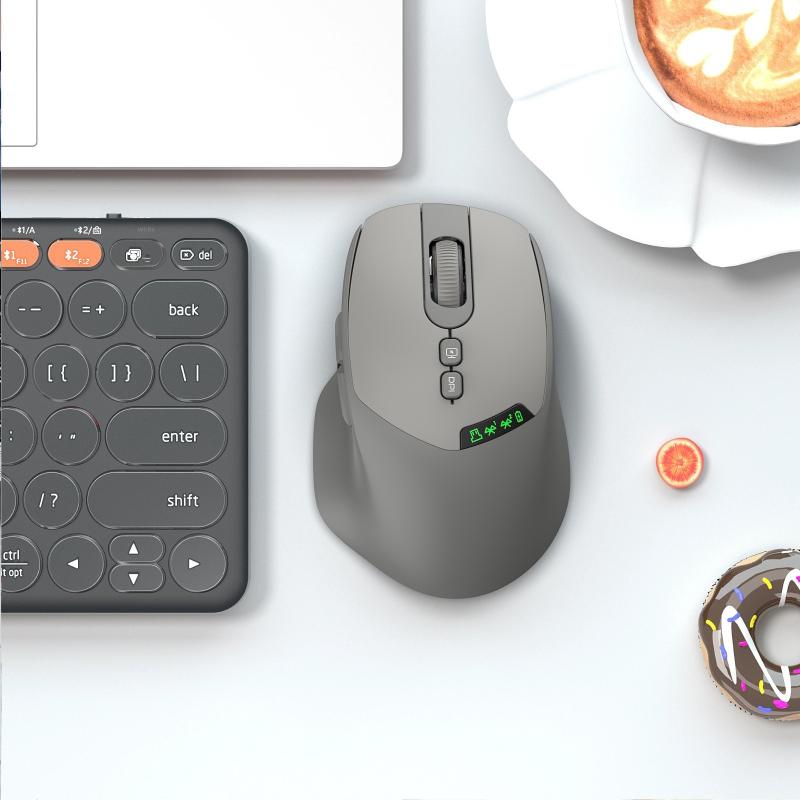 Ergonomic Mouse 2.4G Silent Click - เมาส์ไร้สายแบบเงียบ รองรับโหมดคู่ บลูทูธ 2.4G คลิกเงียบ ปรับ