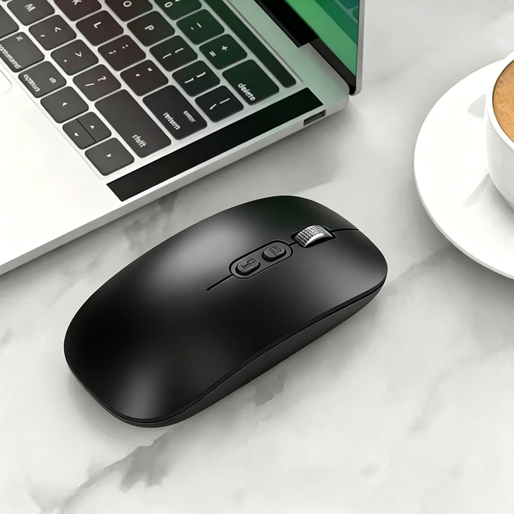 Ergonomic Mouse 2.4G Silent Click - เมาส์ไร้สายแบบเงียบ ชาร์จได้ รองรับโหมดคู่ บลูทูธและ 2.4G ความละเอียด