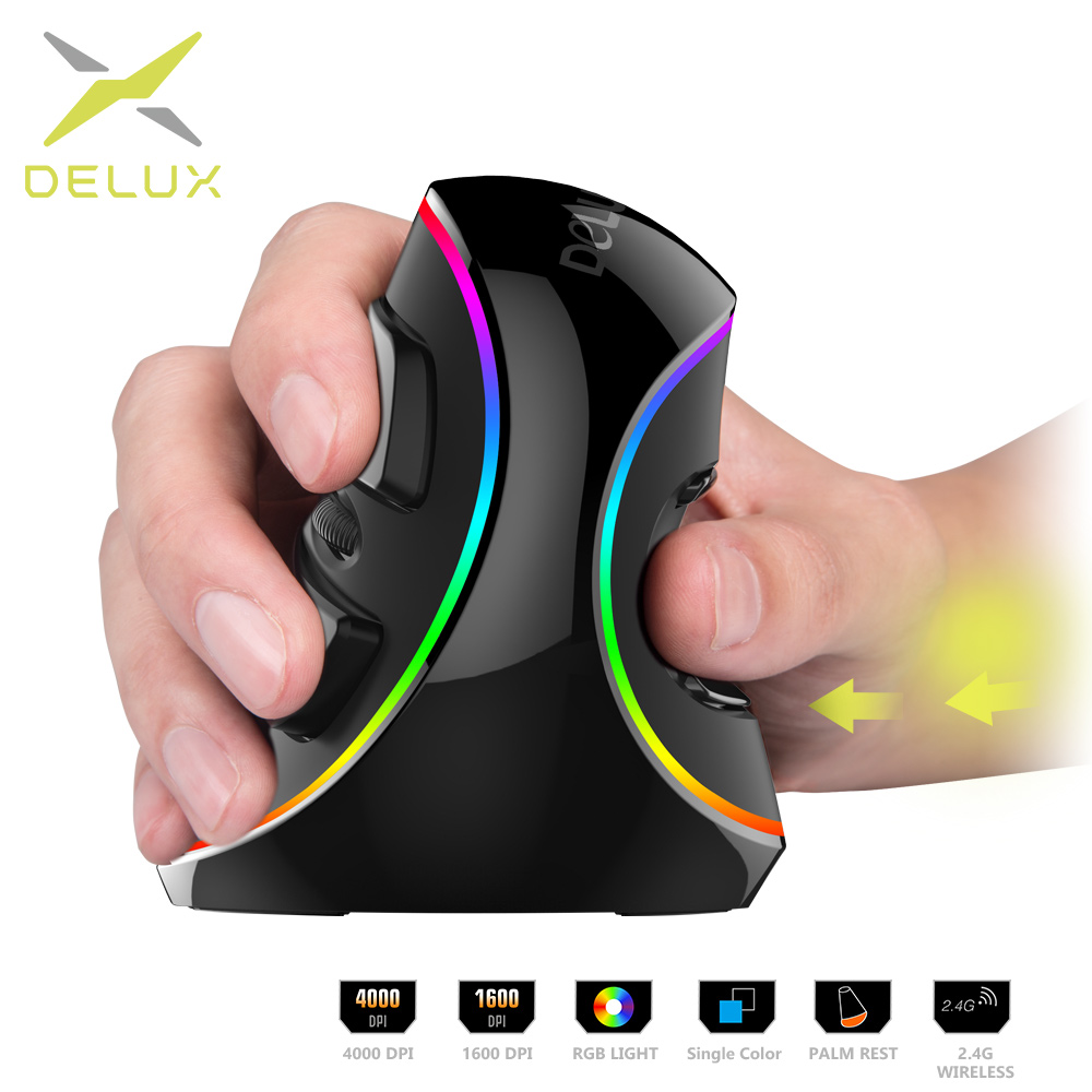 Vertical Mouse Dpi 4000 - Delux M618 PLUS Ergonomics เมาส์สําหรับเล่นเกมแนวตั้ง 6