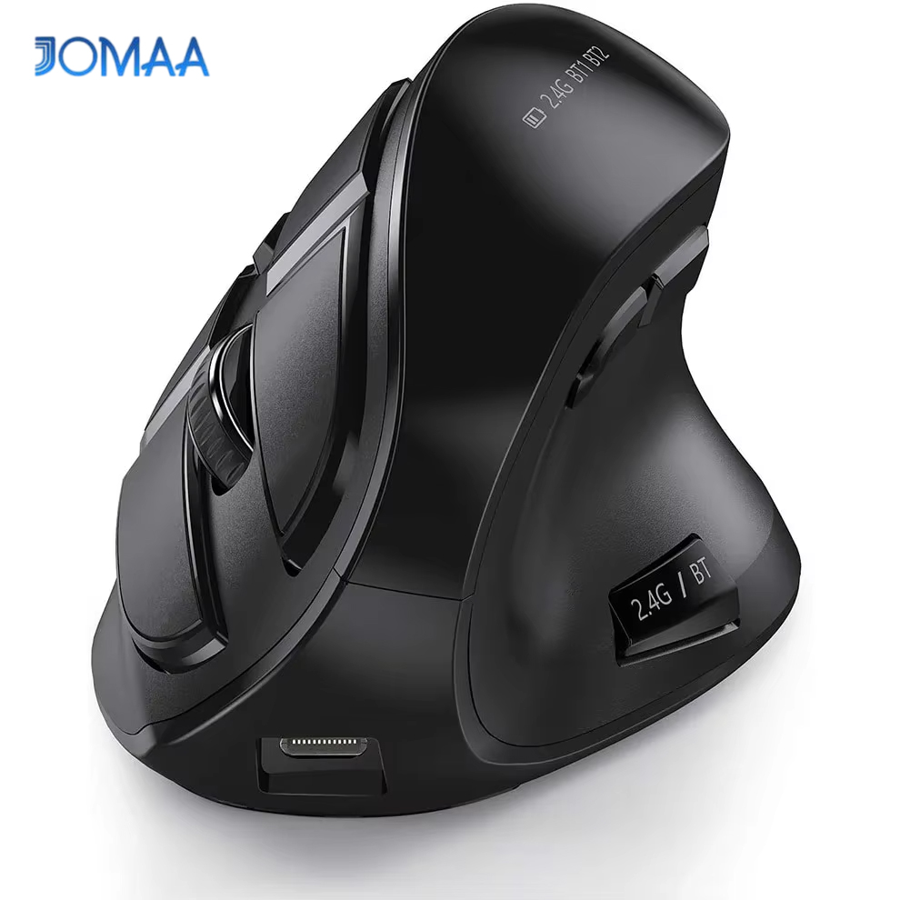Vertical Mouse Left Handed - JOMAA เมาส์ไร้สาย 2.4G ชาร์จเมาส์บลูทูธตามหลักสรีรศาสตร์เมาส์แนวตั้งสําหรับ Mac Windows