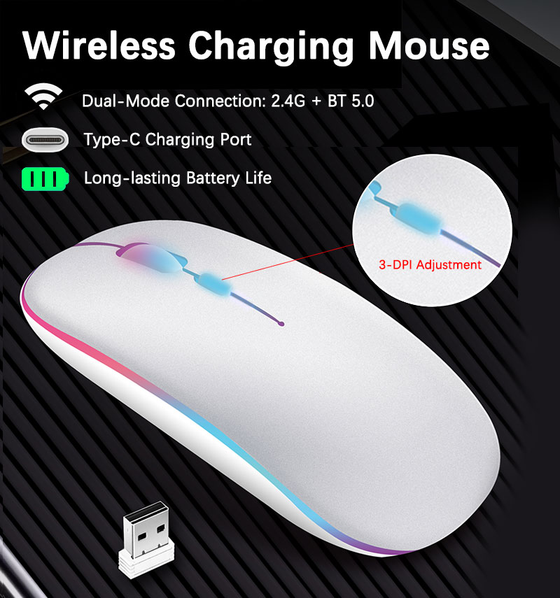 Trackball Mouse Wireless Finger - เมาส์ชาร์จไร้สายพร้อมไฟแบ็คไลท์ LED เมาส์สำหรับเล่นเกมบลูทูธเหมาะสำหรับ MAC/แล็ปท็อป/พีซี/วินโดวส์
