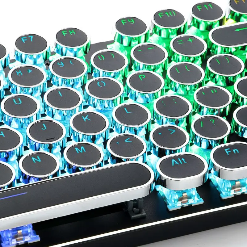 Ergonomic Keyboard Split Mechanical - 2027 ใหม่ คีย์แคปทรงกลมสไตล์เรโทร 104 ปุ่ม ดับเบิลช็อต