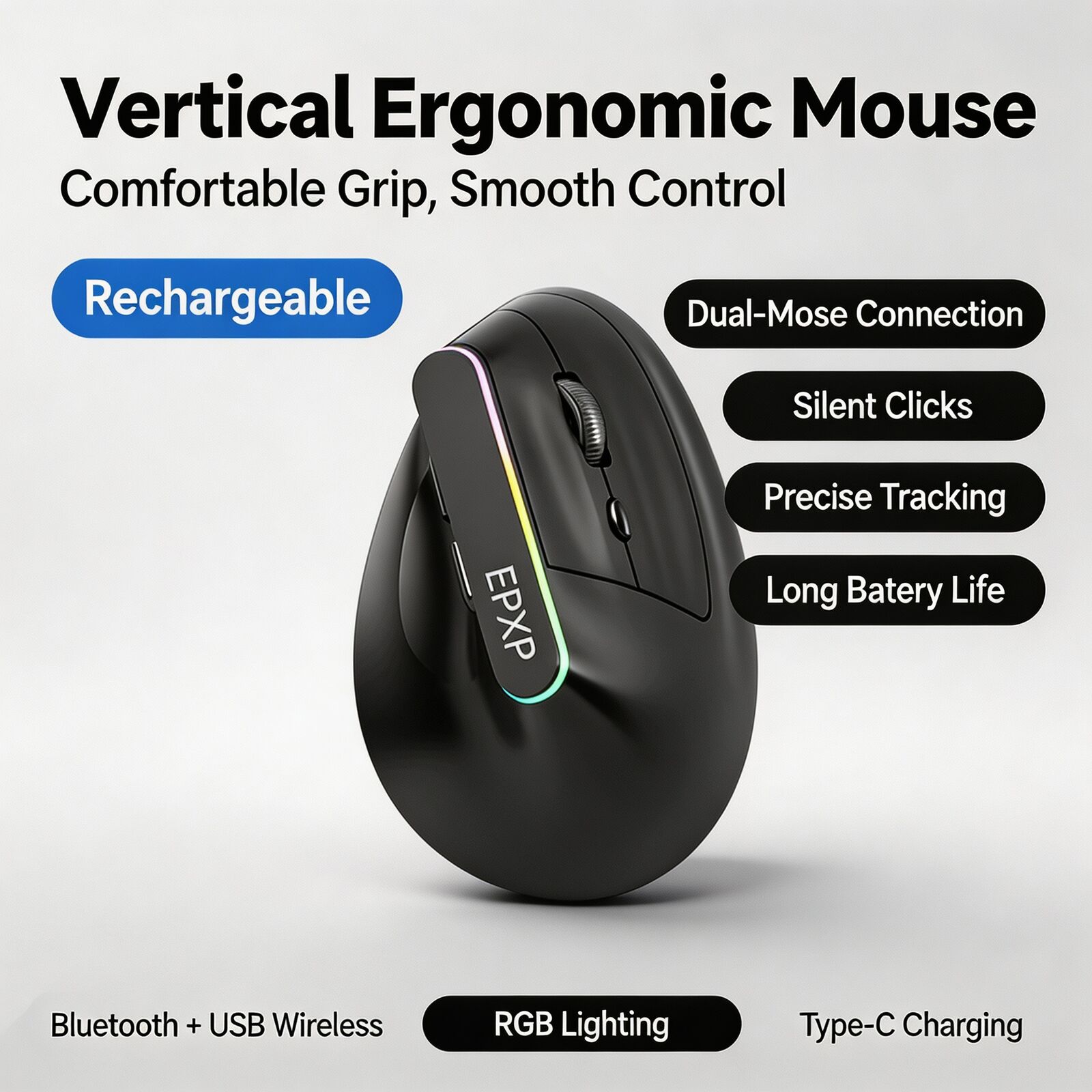 เมาส์แนวตั้งตามหลักสรีรศาสตร์  - Ergonomic Mouse 2.4G Silent Click บทวิจารณ์และราคา