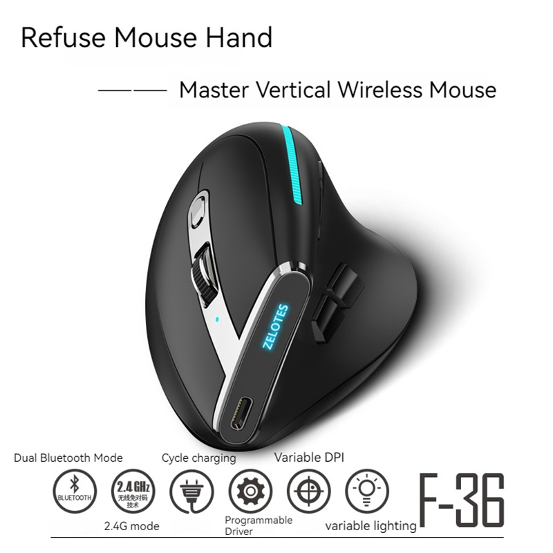 ZELOTES F36 เมาส์ไร้สายแนวตั้ง - Vertical Mouse Left Handed บทวิจารณ์และราคา