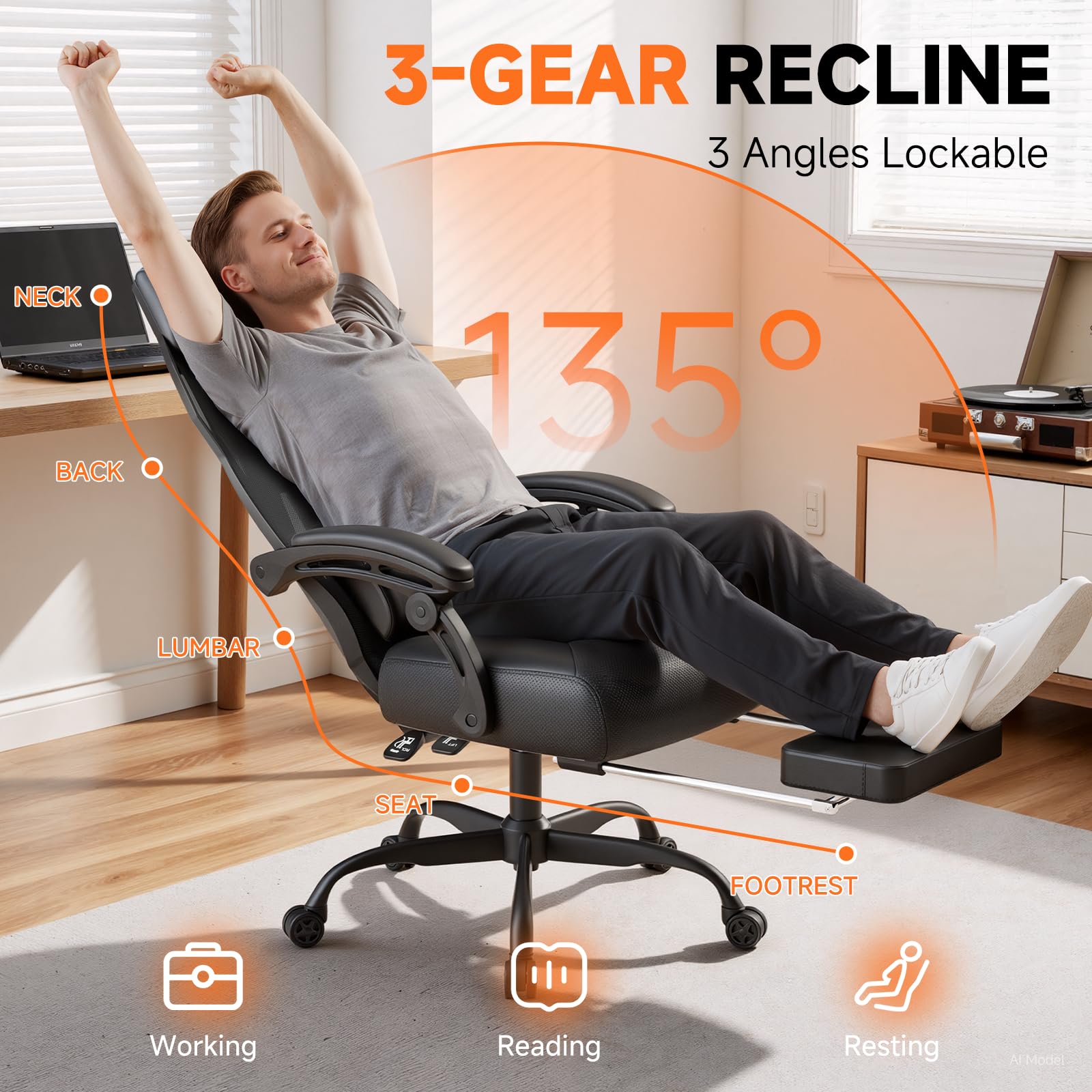 เก้าอี้คอมพิวเตอร์พร้อมที่พักเ - Ergonomic Footrest Adjustable บทวิจารณ์และราคา