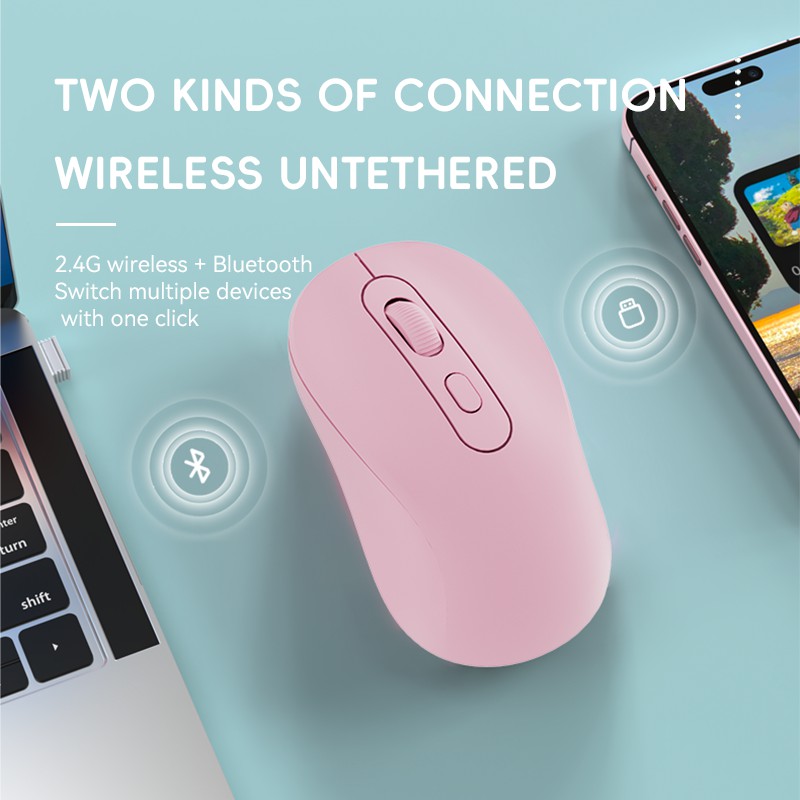 เมาส์ไร้สาย DM1 บลูทูธ 5.2 2.4 - Ergonomic Mouse 2.4G Silent Click บทวิจารณ์และราคา