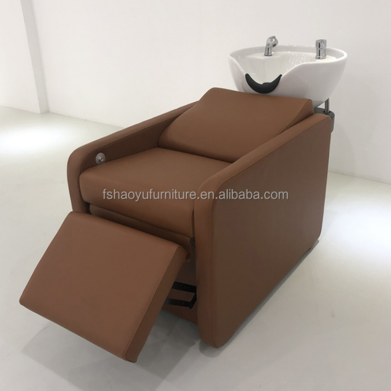 เก้าอี้สระผมหนังสีน้ำตาลสไตล์โ - Ergonomic Footrest Adjustable บทวิจารณ์และราคา