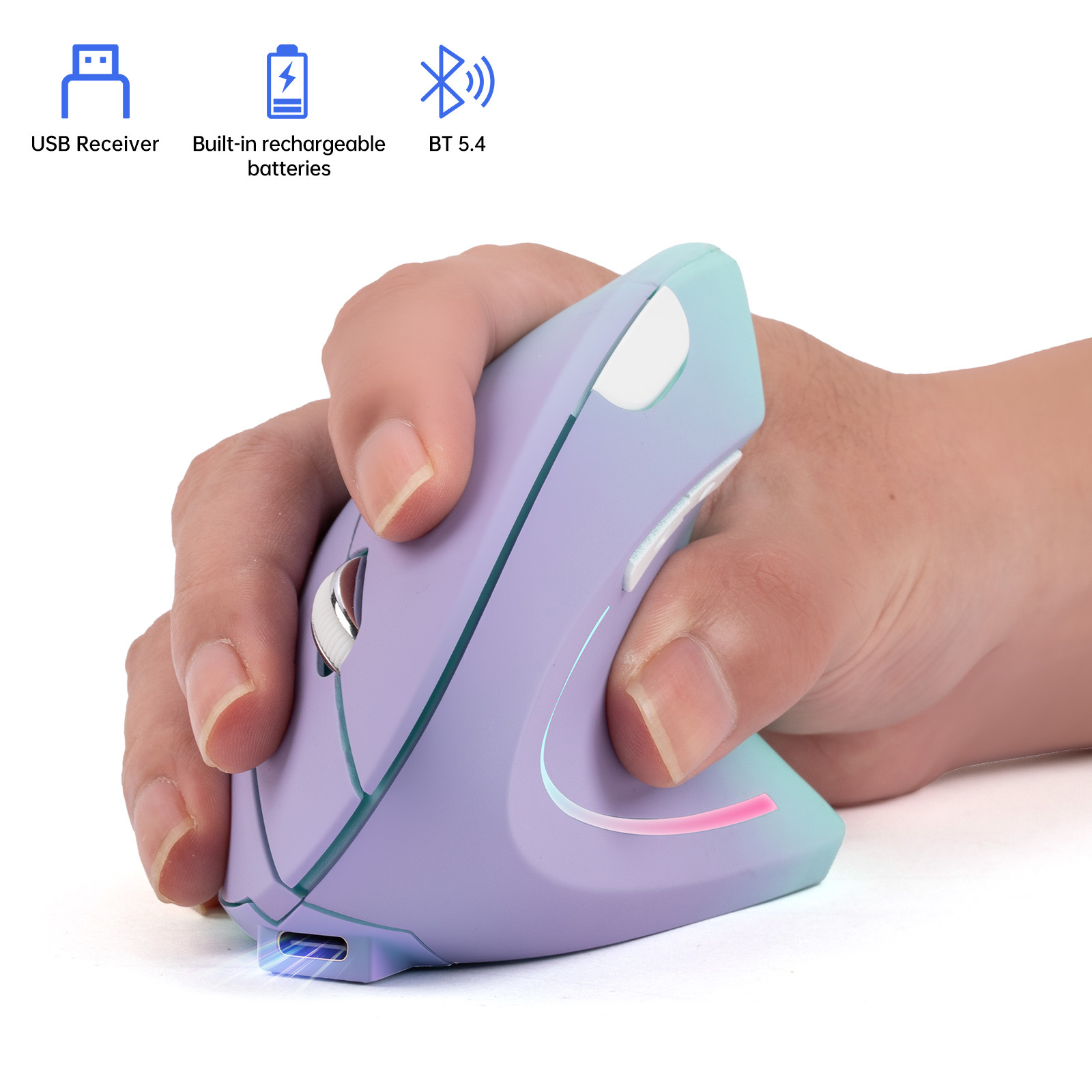 เมาส์ไร้สาย 2.4G บลูทูธแบบสองโ - Vertical Mouse Rechargeable Bluetooth บทวิจารณ์และราคา