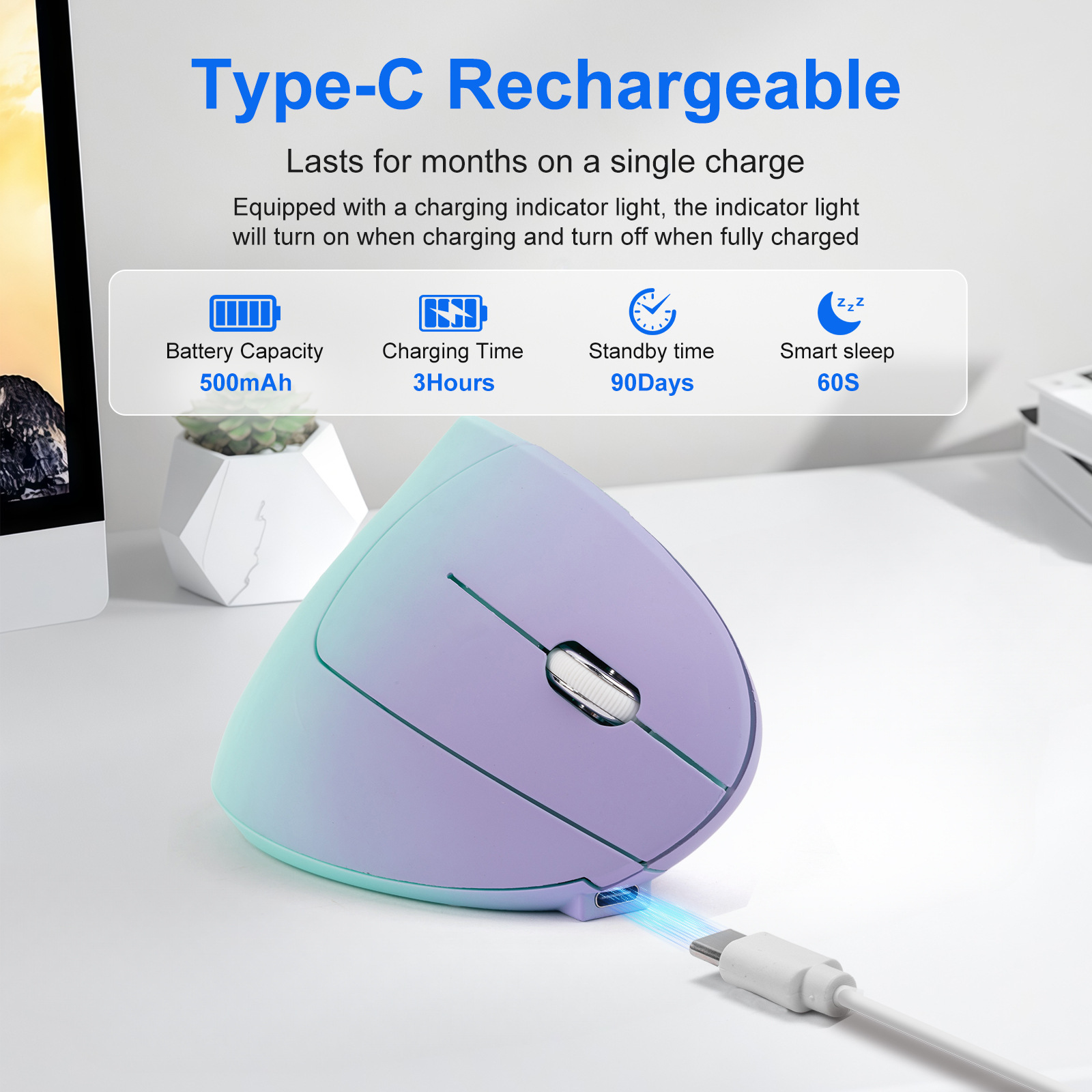 เมาส์ไร้สาย 2.4G บลูทูธแบบสองโ - Vertical Mouse Rechargeable Bluetooth บทวิจารณ์และราคา