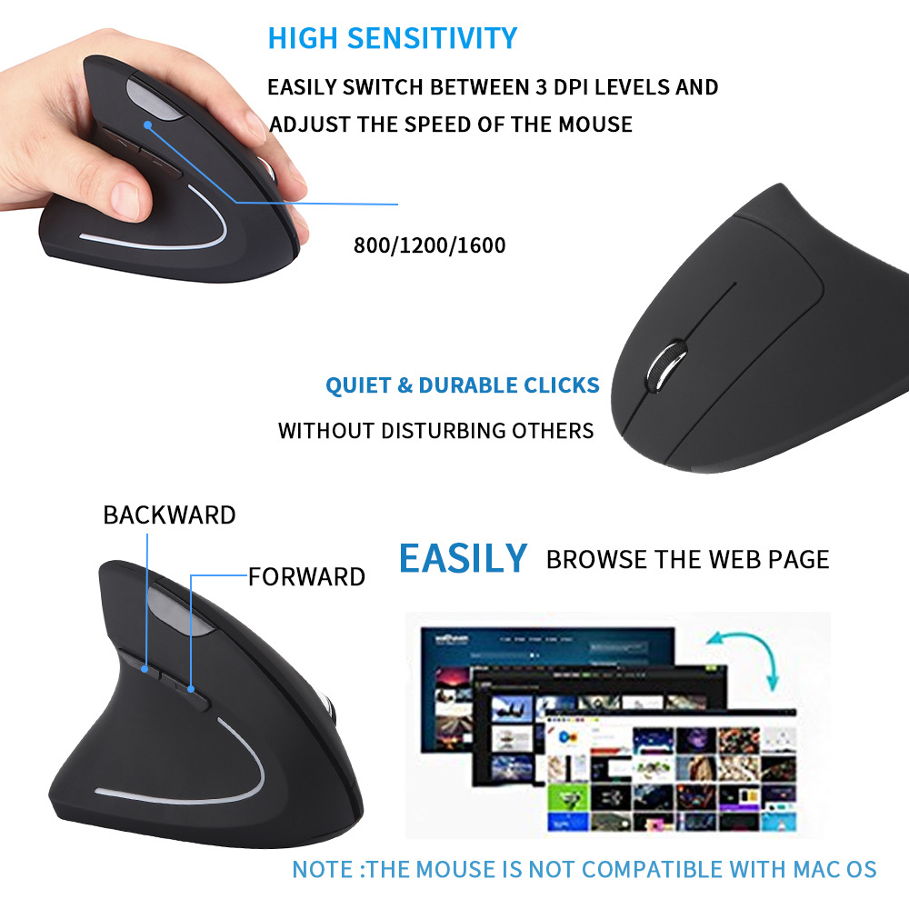 เมาส์ไร้สาย 2.4G ออกแบบตามหลัก - Vertical Mouse Left Handed บทวิจารณ์และราคา