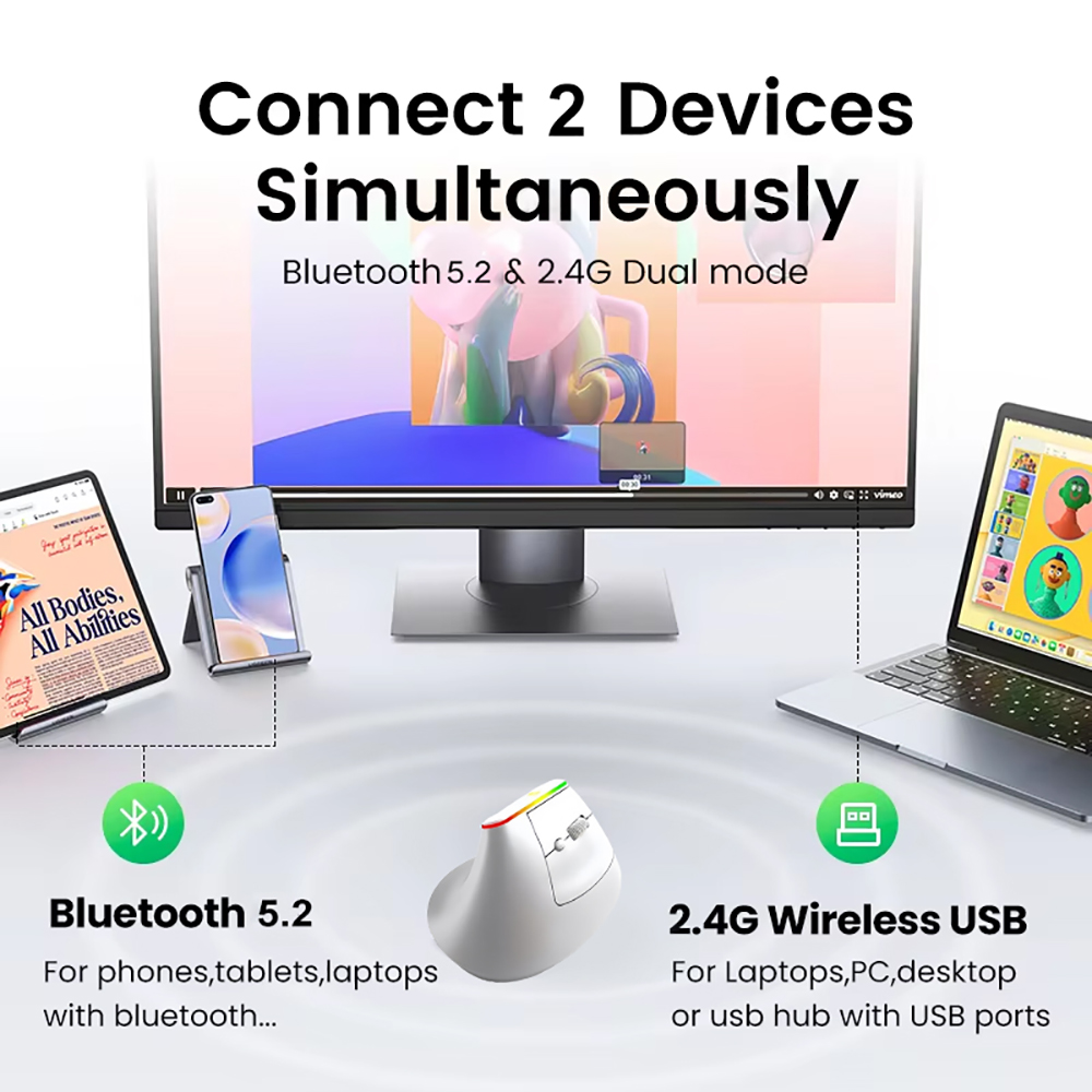 เควิดูเมย์เมาส์แนวตั้งบลูทูธ 5 - Vertical Mouse Small Hand บทวิจารณ์และราคา
