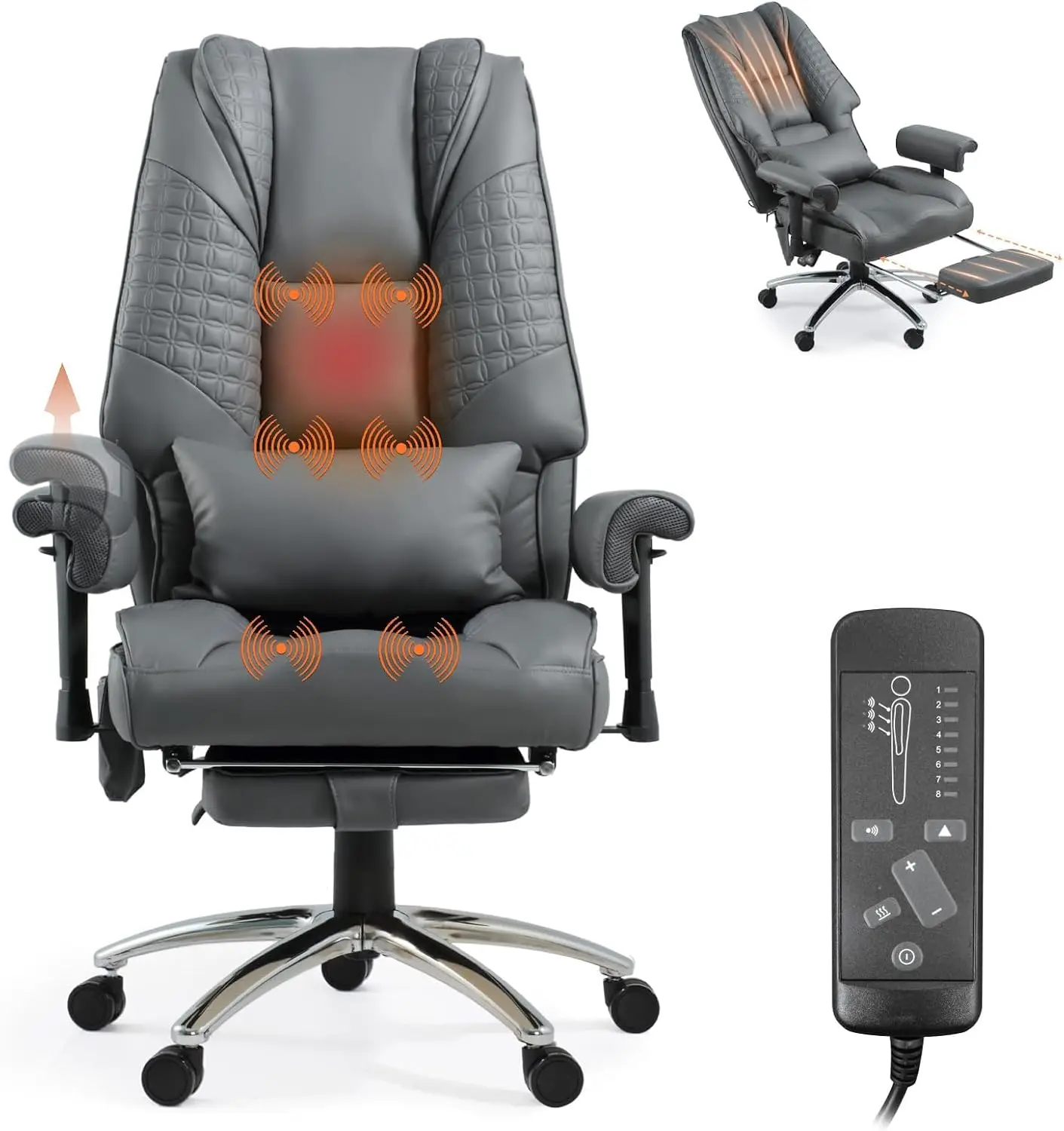 เก้าอี้สำนักงานพร้อมระบบนวดและ - Ergonomic Footrest Adjustable บทวิจารณ์และราคา
