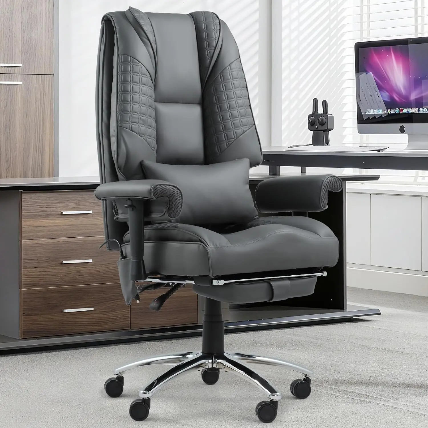 เก้าอี้สำนักงานพร้อมระบบนวดและ - Ergonomic Footrest Adjustable บทวิจารณ์และราคา