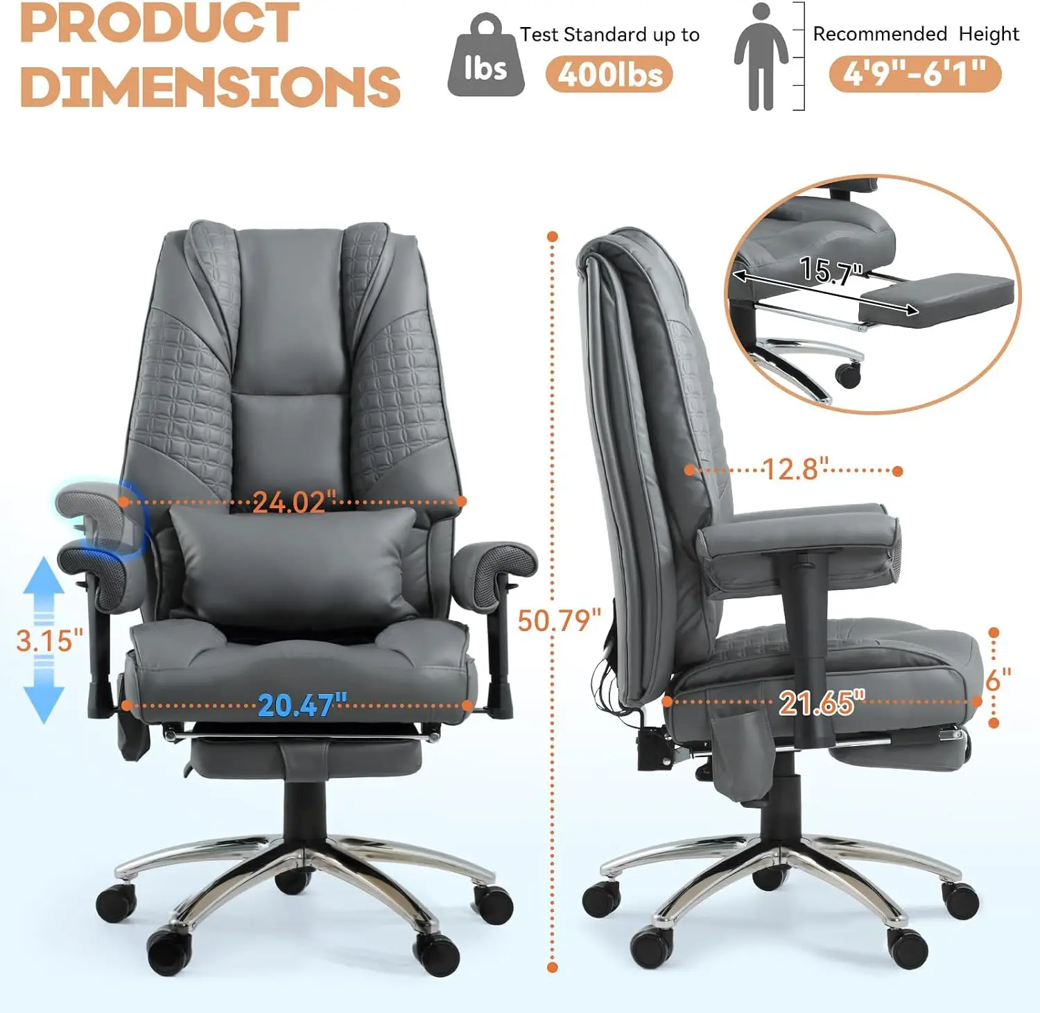 เก้าอี้สำนักงานพร้อมระบบนวดและ - Ergonomic Footrest Adjustable บทวิจารณ์และราคา