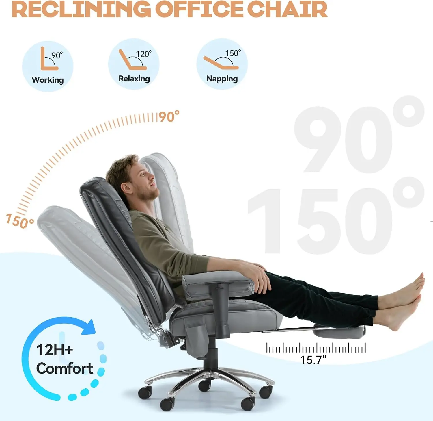 เก้าอี้สำนักงานพร้อมระบบนวดและ - Ergonomic Footrest Adjustable บทวิจารณ์และราคา