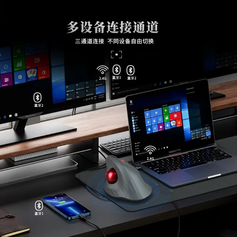เมาส์แทร็คบอลแนวตั้งแบบสองโหมด - Ergonomic Mouse Trackball Thumb บทวิจารณ์และราคา