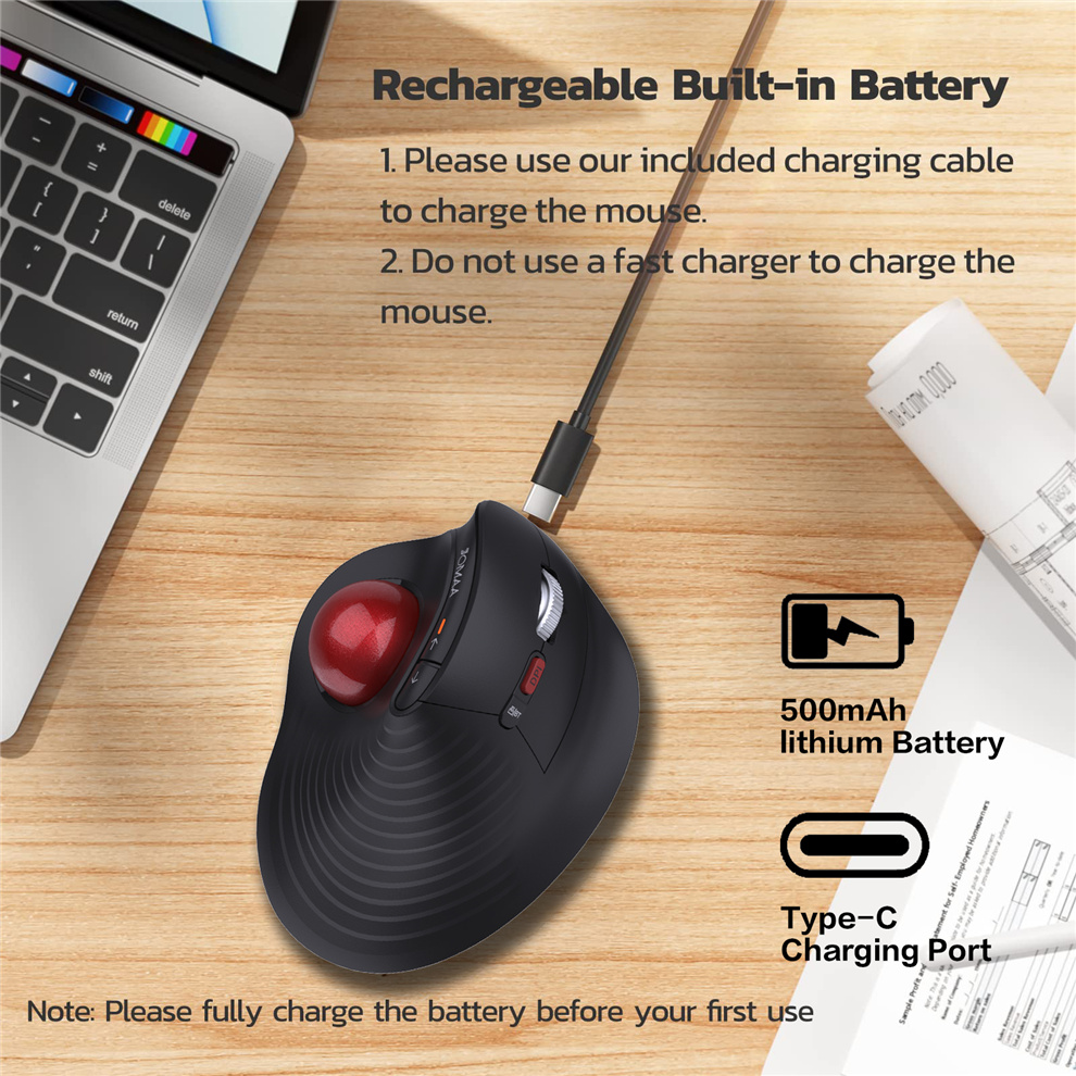 เมาส์แทร็กบอลแนวตั้ง JOMAA ไร้ - Ergonomic Mouse Trackball Thumb บทวิจารณ์และราคา