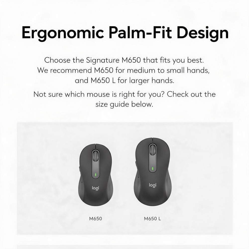 เมาส์ไร้สาย Logitech M650 / M6 - Ergonomic Mouse 2.4G Silent Click บทวิจารณ์และราคา