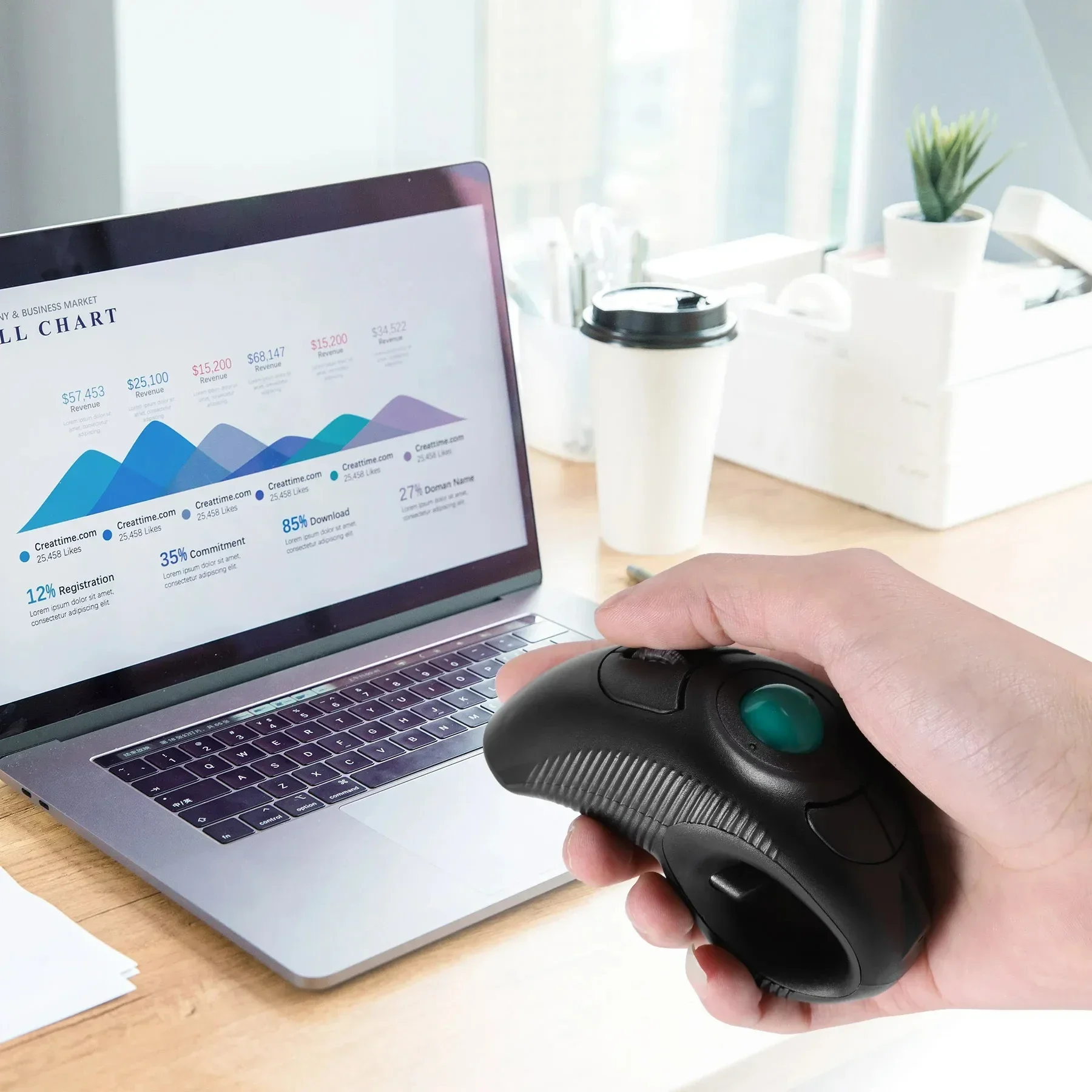 ใหม่ 2.4GHz เมาส์ควบคุมด้วยนิ้ - Ergonomic Mouse Trackball Thumb บทวิจารณ์และราคา
