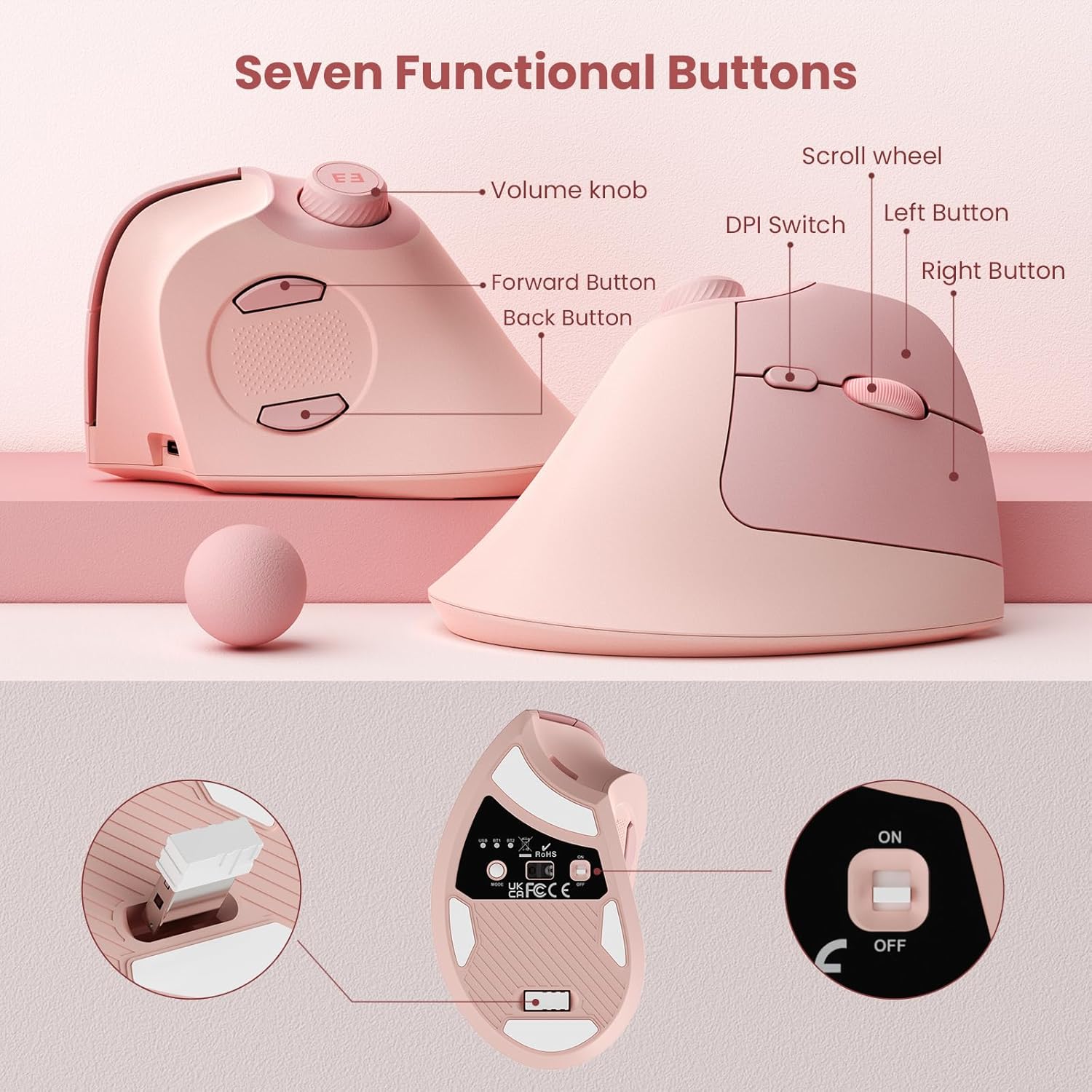 เมาส์ไร้สาย Seenda แบบตั้งตรง  - Vertical Mouse Rechargeable Bluetooth บทวิจารณ์และราคา