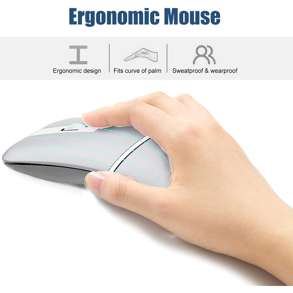 เมาส์ไร้สายบลูทูธ 5.0 และ 2.4G - Ergonomic Mouse 2.4G Silent Click บทวิจารณ์และราคา
