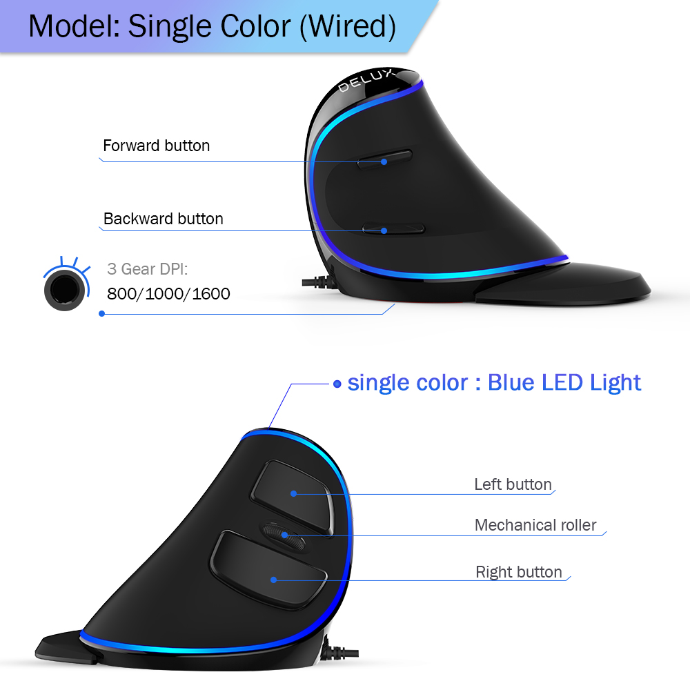 Delux M618 PLUS Ergonomics เมา - Vertical Mouse Dpi 4000 บทวิจารณ์และราคา