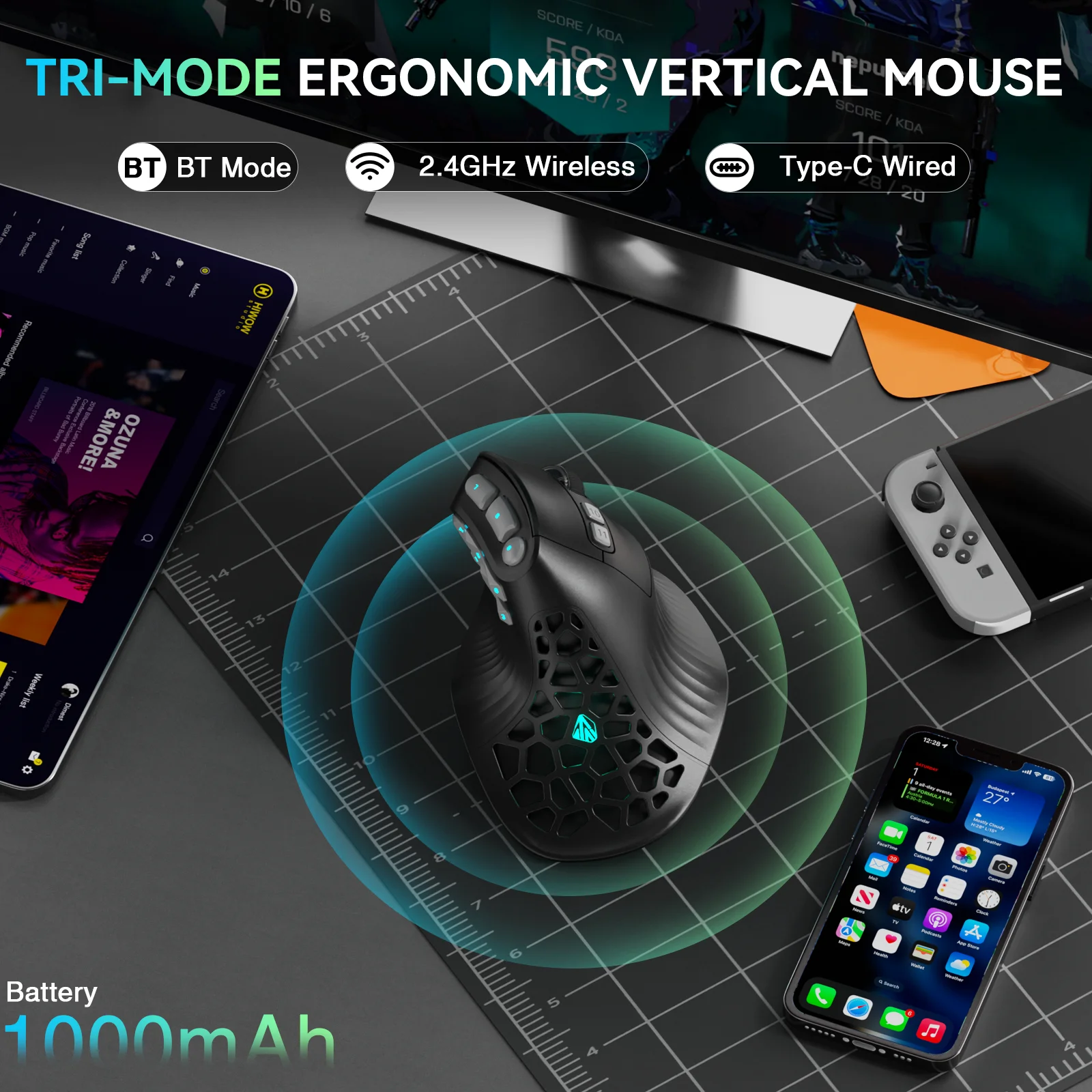 SOLAKAKA E9 Pro MMO เมาส์แนวตั - Vertical Mouse Left Handed บทวิจารณ์และราคา