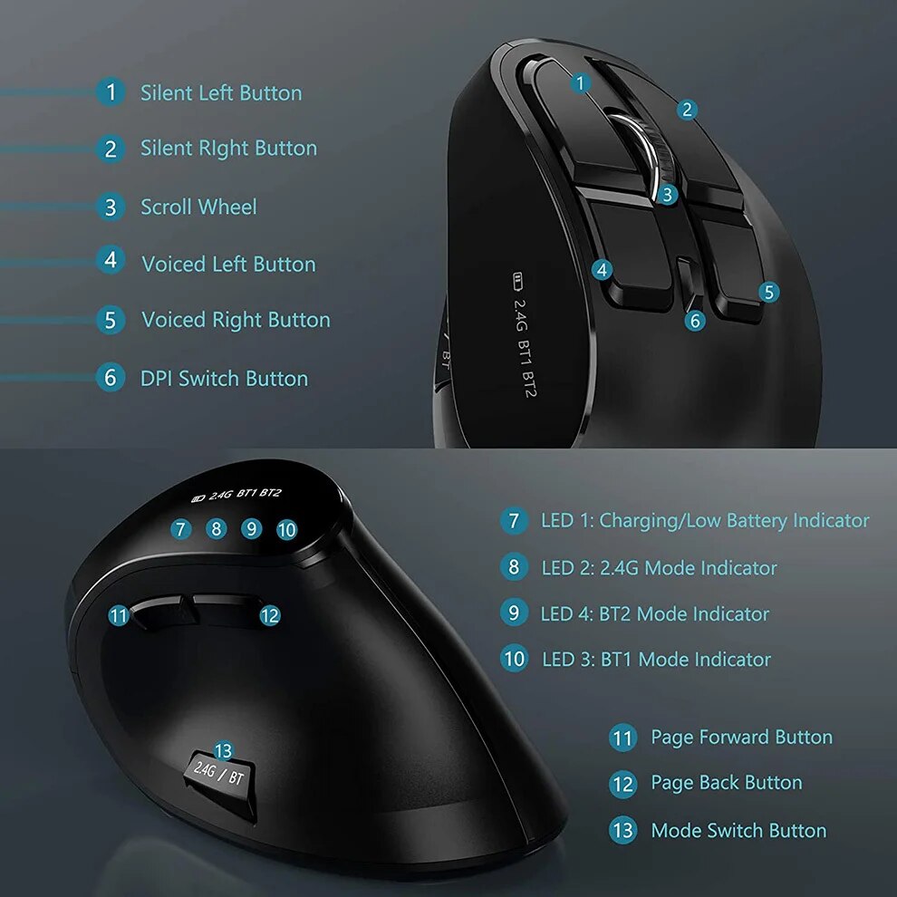 JOMAA เมาส์ไร้สาย 2.4G ชาร์จเม - Vertical Mouse Left Handed บทวิจารณ์และราคา