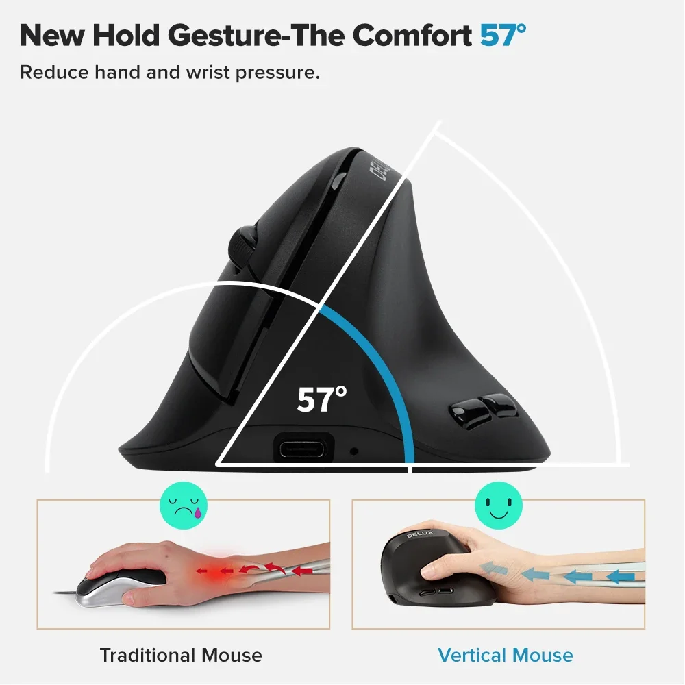Delux M618 Air Ergonomic Wirel - Vertical Mouse Left Handed บทวิจารณ์และราคา