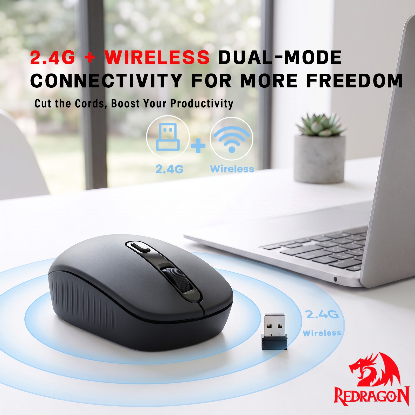 เมาส์ไร้สาย Redragon แบบสองโหม - Ergonomic Mouse 2.4G Silent Click บทวิจารณ์และราคา
