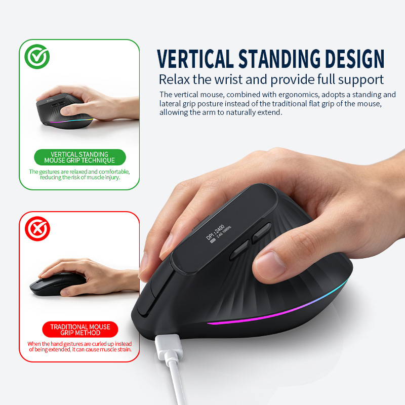 เมาส์แนวตั้งไร้สาย Bluetooth & - Vertical Mouse Rechargeable Bluetooth บทวิจารณ์และราคา